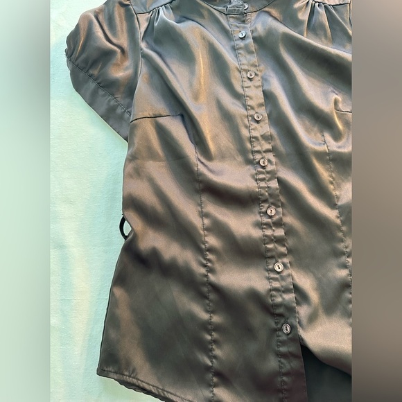 A Byer Vintage Brown Silky Fitted Blouse Size XS/S Whimsigoth Preppy Fairy Y2K - Picture 11 of 11